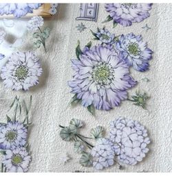 Gift Wrap Charming Blue Chrysanthemum Shiny Shell PET Washi Tapes Craft Supplies DIY Scrapbooking Card Making Decor Plan Sticker