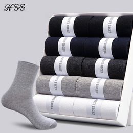 Men's Socks HSS Men's Cotton Socks styles 10 Pairs / Lot Black Business Men Socks Breathable Spring Summer for Male US size6.5-12 230412