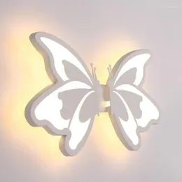 Wall Lamp Contemporary Led Light With Butterfly Lampshade For Bathroom Bedroom 24w Sconce White Indoor Lighting Arylic