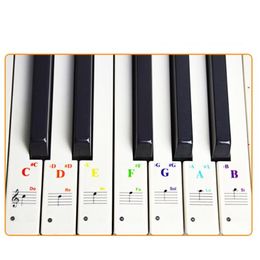 37/49/61/88 키 새로운 다채로운 투명 피아노 키보드 스티커 전자 키보드 사운드 이름 키 스테이브 음표 기호 스티커
