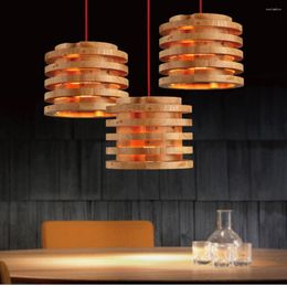 Pendant Lamps Bar Lights Solid Wood Modern American Country Rural Light Creative Personality Villa Single Head Restaurant Lamp YA72712