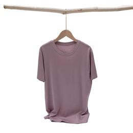 Women's T Shirts O-neck V-neck Short Sleeves Solid Colour Slim Fit Bottoming Versatile Female T-shirts Women Cloths Tops Tees