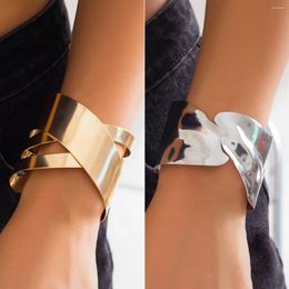 Bangle Smooth Metal Hollow Geometry Cross Opening Bracelet For Women OL Gift Party Fashion Jewelry AB013