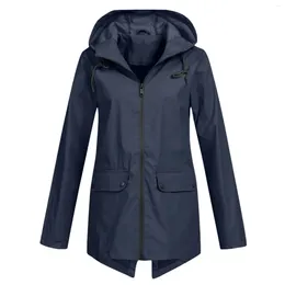 Women's Jackets Zip Up Jacket Raincoat Outdoor Hiking Hooded Waterproof Windproof Coat Windbreaker Plus Size Pocket Chaquetas