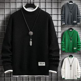 Men's Sweaters Mens Fashion Casual Comfortable Solid Color Simple Sweater Wool Trench Coat Men