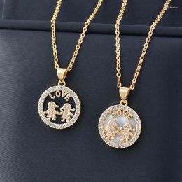 Pendant Necklaces SINLEERY Round Black White Couple Pattern Stainless Steel Necklace For Women Gold Color Chain Jewelry Accessories