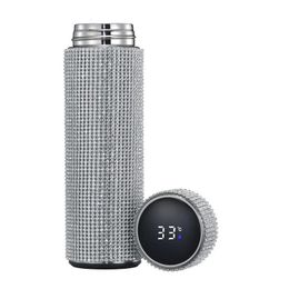 Mugs Diamond Thermos Water Bottle Cup Termal Mugs Drinking Coffee Stainless Creative Smart Temperature Display Vacuum Coffee Thermos 231113