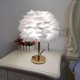 Table Lamps EU/US/AU Plug Feather Lamp For Bedroom Romantic Modern Bedside Living Room Coffee Shop Wedding Christmas Decoration