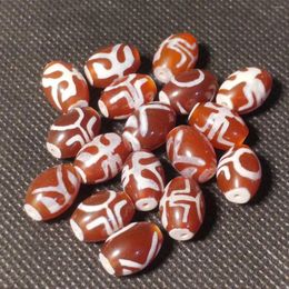 Loose Gemstones Tibetan Natural Red Agate Dzi Noble Celestial Bead Necklace Pendant Bracelet Partition DIY Accessories 20/pack