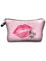 Cosmetic Bags Shiny Lips Printed Makeup Bag Fashion Pretty Pencil Cases High Quality Organiser Eco Portable Storage 231113
