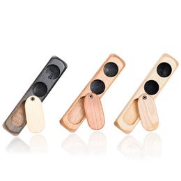 Multi-function Natural Wood Hand Pipes Dry Herb Tobacco Storage Stash Case Box Rotate Spin Cover Handpipe Portable Filter Smoking Cigarette Holder Wood Handmade