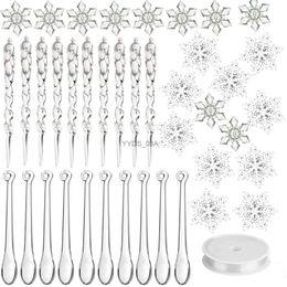 Christmas Decorations 40pcs Christmas Decoration Kit Acrylic Crystal Snowflake Icicles Christmas Tree Ornaments for Xmas Winter New Year Party Decor YQ231113