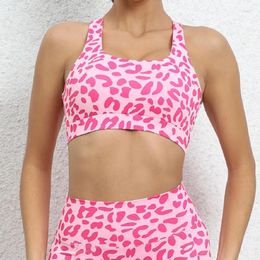 Yoga Outfit Sport Bra Leopard Sports For Women Lycra Workout Top 2023 Sportswear Woman Gym Clothing Skin Gray Pink