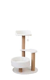 Cute White Cat Tree,Kitten Cat Tree Tower with Steps and Natural Sisal Scratching Posts