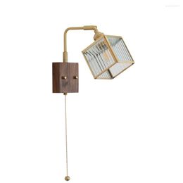 Wall Lamps Nordic Loft Llight With Switch Brass Glass Shade Rotary Sconce For Bedroom Bedside Retro Lamp Home Decor Fixture