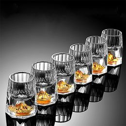 Tumblers 2 Pcs 15ml 24K Gold Foil S Glasses Bulk Crystal Vodka Liquor Tasting Cup Diamond Mountain Luxury Tumbler Small Bullet Glass 230413