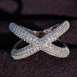 2022 Cross Diamond Ring 925 Sterling silver Engagement Wedding Band Rings for Women Bridal Promise Party Jewellery Gift