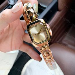 Other Watches Luxury Gold lady watch 24mm rectangle dial Top brand Designer fashion womens watches Stainless Steel band diamond wristwatches for women V J230413