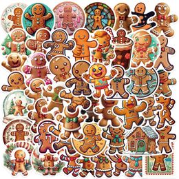 50Pcs Gingerbread Man Stickers Christmas Sticker Non-Random Waterproof Vinyl Sticker Laptop Skateboard Motor Water Bottle Snowboard Wall Decals Kids Gifts