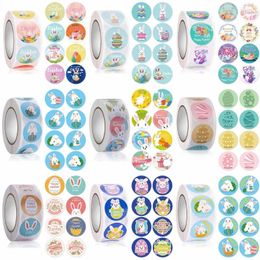 Gift Wrap 500pcs Happy Easter Stickers Round Egg Roll Sticker Waterproof Holiday For Kids Decorations