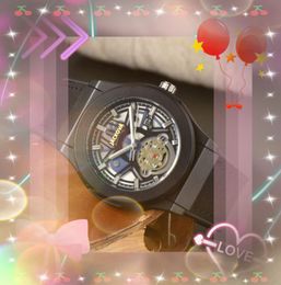 Crime Premium Mens Hollow Skeleton Dial Watches Quartz Movement Time Clock Watch Genuine Leather Buckle Three Stiches Elegant Vintage Wristwatch Orologio Di Lusso