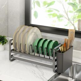 Kitchen Storage Metal Dish Drying Rack Sink Drainer Multifunctional Bowl Shelf Water For Countertop Drawer