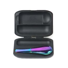 detachable spoon smoking pipes mix Colour with acrylic gift box rainbow zinc alloy Tubes Glass Bong Dry Herb Accessories