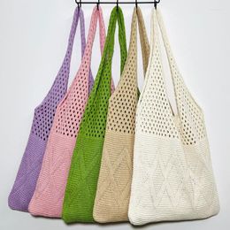 Storage Bags Reusable Large Capacity Woven Shopping Bag With Handle Portable Knitted Cotton Groceries For Fruit Vegetable