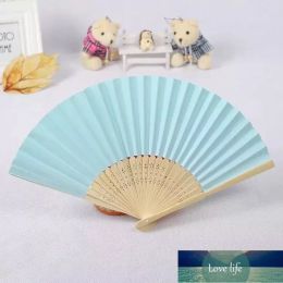 Fashion Wedding Favours Gifts Elegant Solid Candy Colour Silk Bamboo Fan Cloth Wedding Hand Folding Fans+DHL Free Shipping