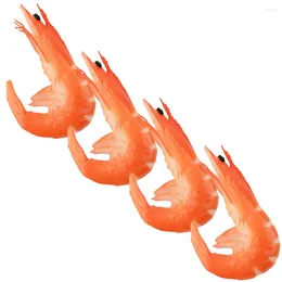 Party Decoration 4 Pcs Food Props Ocean Decor Realistic Fake Shrimp Model Artificial Toys Models Cooked Po