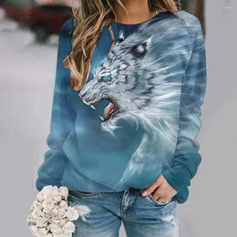 Women's Hoodies Women Fashion Animal Printing Colour Sweater Female Clothing 2023 Autumn Loose Casual Round Neck Without Cap Pullovers Tops