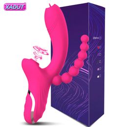 Vibrators 3 in 1 Clit Sucker Dildo Vibrator for Women Clitoris G Spot Tongue Licking Vacuum Stimulator Sex Toys Adult Goods Female 231124