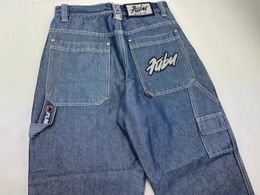 Women s Jeans Pants Y2K Hip Hop Letter Graphics Blue Vintage Baggy Men Women Harajuku Gothic High Waisted Wide Trousers 231110