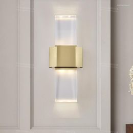 Wall Lamps Postmodern Large Square Crystal Lamp Simple Personality Living Room Bedroom Light Luxury And Atmospheric