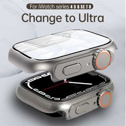 Other Fashion Accessories Change to Ultra For Apple Watch Case Tempered Glass Cover 8 7 6 5 4 45mm 44mm 41mm 40mm Appearance Upgrade to Ultra 49mm Frame J230413