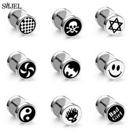 Stud 1Pc Punk Black Multiple Styles Stainless Steel Stud Earrings For Men Women Gothic Hip Hop Ear Jewelry Skull Star Studs 2021 P230411