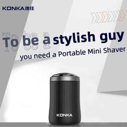 Electric Shavers KONKA Portable mini electric shaver Beard Trimmer Razor Wet and dry use Tape C Charge Shaver For Men 231113