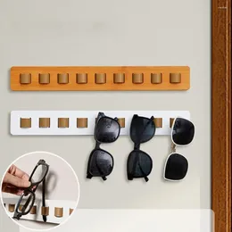 Storage Boxes Wall Mounted Sunglass Organiser Household 9 Holes Self-adhesive Glasses Display Stand Wood Eyeglass Hanging Holder