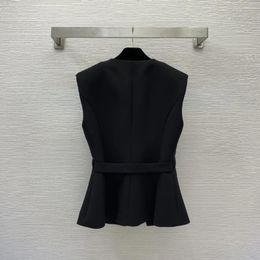 Women's Vests Y2K Top High-End Gold Buckle Waist Slimming Sleeveless Suit Vest Coat