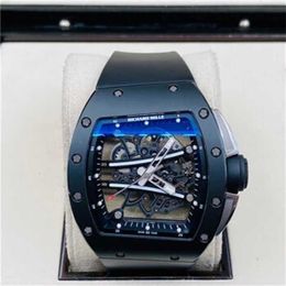 Richarmill Watch Tourbillon Automatic Mechanical Wristwatches Swiss Womens Watches Mens Manual Mechanical 5023x427mm Mens Watch RM6101 Black Ceramic Wh WN-B9KY