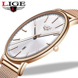 Women's Watches LIGE s Stainless Steel Ultra-Thin Casual Wristwatch Quartz ClockTop Brand Luxury Waterproof Watch Womens Watches Fashion Ladie 231102