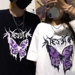 Men's T-Shirts T Shirt Punk Oversized Butterfly Harajuku Dark Tops Male Fashion Swag Aesthetic Men's clothes Hip hop Gothic T-shirts Streetwear 230413