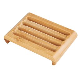 Natural Bamboo Soap Boxs Tray Holder Bathroom Soap Rack Plate Box Container