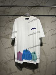 xinxinbuy Men designer Tee t shirt 23ss Paris Colourful pumpkin hem short sleeve cotton women Black White blue Grey XS-2XL