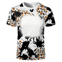 Men's best shirts for sublimation Adults Children Bleach Custom Design Leopard Printed Tees Shirt Sublimation Blank TShirt Bleached Polyester