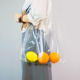 Storage Bags Fashion Transparent Shoulder Bag Waterproof PVC Shopping Soft Jelly Tote Plastic Vest Handbag Household Supply