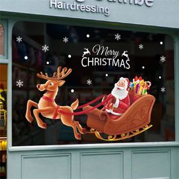 Wall Stickers Merry Christmas Window Decorations for Home Xmas Decals Decor Navidad Year Big Sticker 231110
