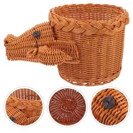 Dinnerware Sets Desktop Woven Basket Imitation Rattan For Organising Organiser Home Storage Simple Decor