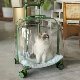 Dog Cat Bag Out Portable Capsule Transport Pet Backpack Transparent Breathable Trolley Case Handbag 231110