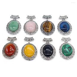 Pendant Necklaces Natural Stone Necklace Retro Oval Agates Crystal Lapis Lazuli Charms For Women Making Jewellery Bracelet